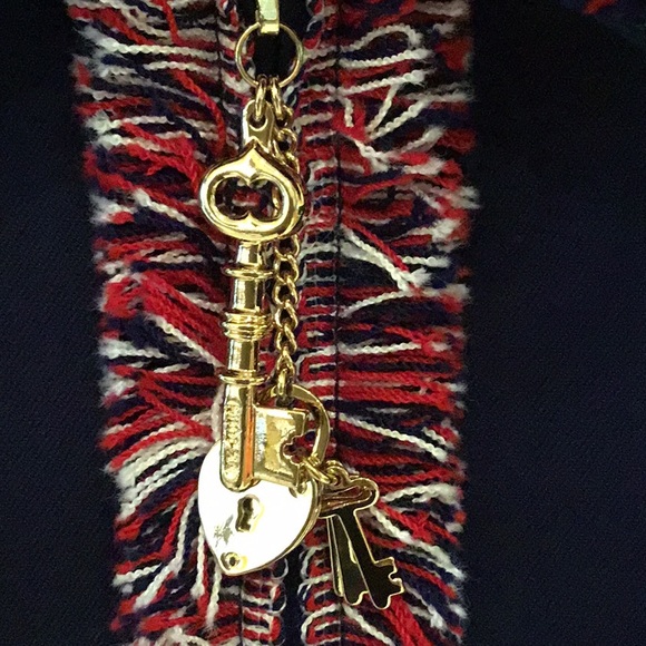 St. John Navy Jacket w/ Fringe Trim &Gold Hardware - Picture 5 of 8